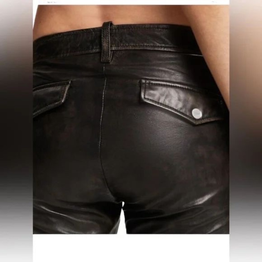 ESPRIT NWT Mid Rise Brown Leather Moto Trousers